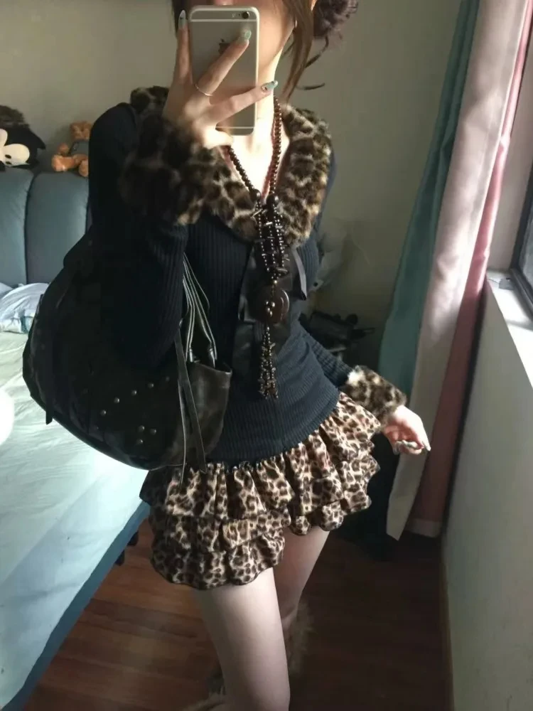 High Waist Elastic Waist Patchwork ort Skirt Slimming Leopard Print Y2K Millennium Puffy Skirt Cake f Skirt Baking Skirt
High Waist Elastic Waist Patchwork ort Skirt Slimming Leopard Print Y2K Millennium Puffy Skirt Cake f Skirt Baking Skirt
