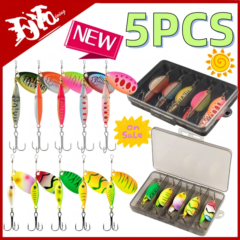 5PCS Fishing Lure Metal Spoon Spinner Set with Box Artificial Bait Crankbaits Wobblers for Pike Trout Bass Freshwater Saltwater
5PCS Fishing Lure Metal Spoon Spinner Set with Box Artificial Bait Crankbaits Wobblers for Pike Trout Bass Freshwater Saltwater