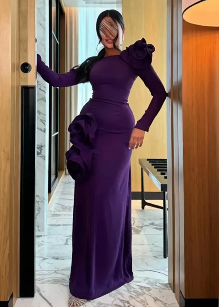 Customized Jersey Long Sleeves 3D Flowers Evening Dresses Straight Floor Length Crew High Quality Formal Party Dress for Women
Customized Jersey Long Sleeves 3D Flowers Evening Dresses Straight Floor Length Crew High Quality Formal Party Dress for Women