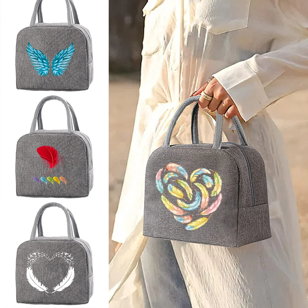 Thermal Lunch Dinner Bags Canvas Feather Print Handbag Picnic Travel Breakfast Box School Child Convenient Lunch Bag Grey Tote
Thermal Lunch Dinner Bags Canvas Feather Print Handbag Picnic Travel Breakfast Box School Child Convenient Lunch Bag Grey Tote