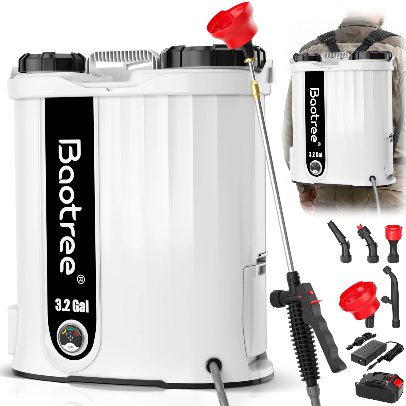 3.2/4.4 Gallon Backpack Sprayer Battery Powered, Electric Backpack Sprayer with Telescopic Wand, Lawn Sprayer with 5 Nozzles, 18V 2.0Ah Battery & Charger for Lawn, Garden, Yard
3.2/4.4 Gallon Backpack Sprayer Battery Powered, Electric Backpack Sprayer with Telescopic Wand, Lawn Sprayer with 5 Nozzles, 18V 2.0Ah Battery & Charger for Lawn, Garden, Yard