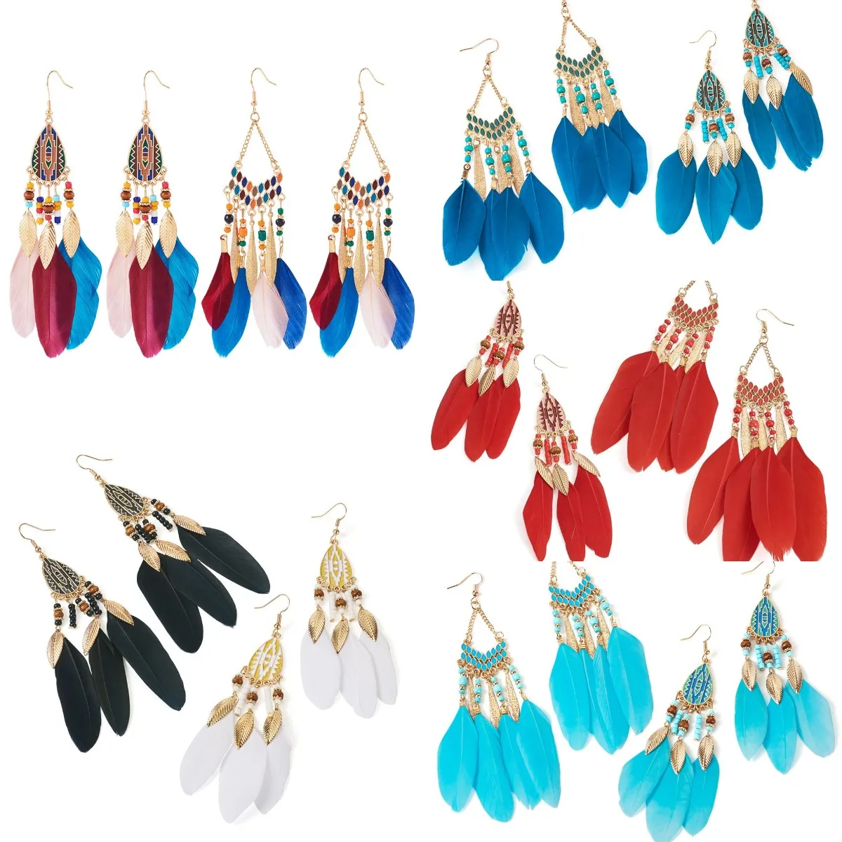 2Pairs Fashion Feather Dangle Earrings American Bohemian Earrings Ethnic Style for DIY Women Girls Wedding Gift New Wholesale
2Pairs Fashion Feather Dangle Earrings American Bohemian Earrings Ethnic Style for DIY Women Girls Wedding Gift New Wholesale