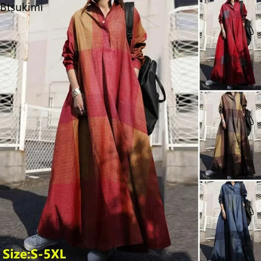 2025 Summer Dress Vintage Loose Long Sleeve Shirt Dress for Women Fashion Lapel Cotton Linen Casual Maxi Dress Female Streetwear
2025 Summer Dress Vintage Loose Long Sleeve Shirt Dress for Women Fashion Lapel Cotton Linen Casual Maxi Dress Female Streetwear