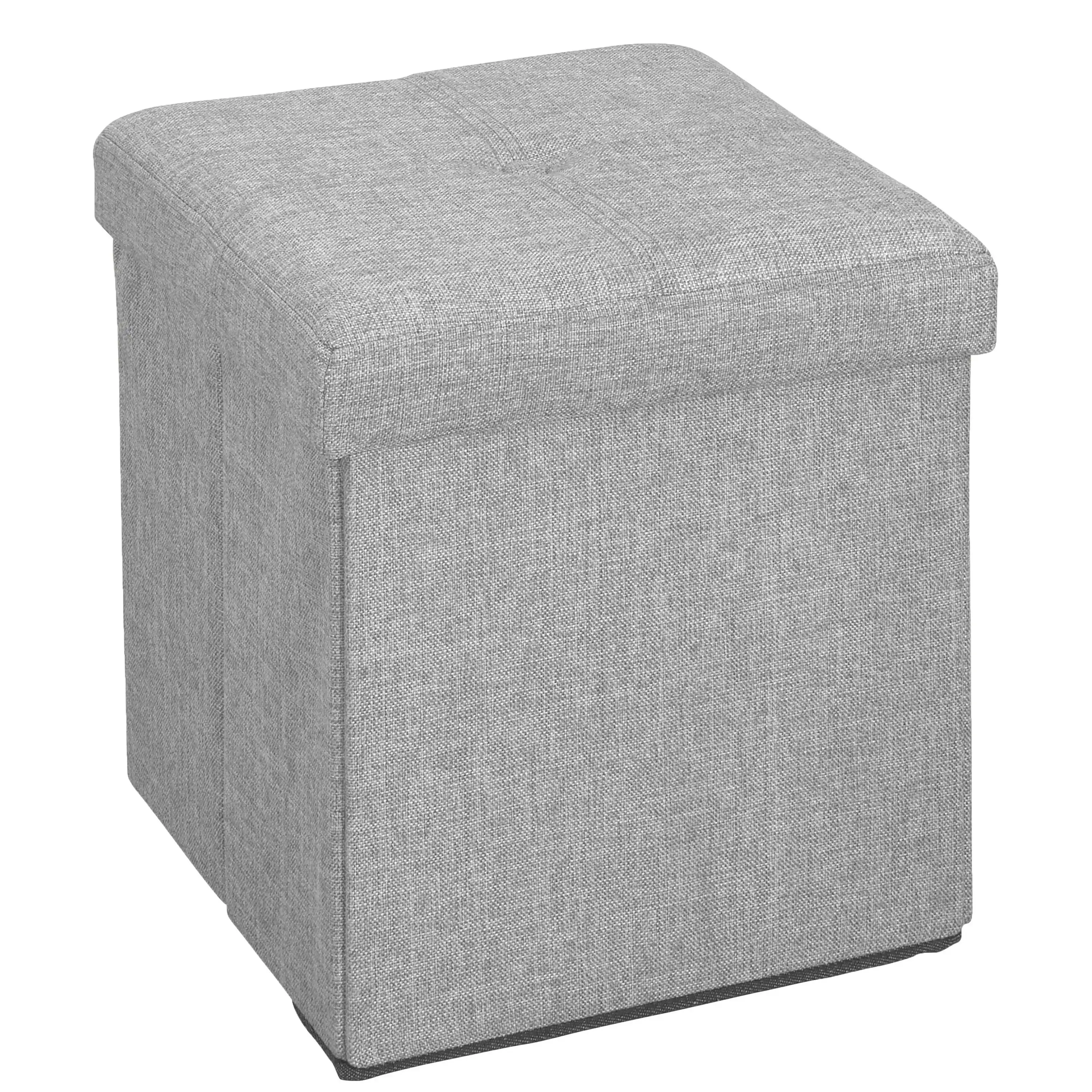 Gray Faux Linen Storage Ottoman Cube, Foldable Design
Gray Faux Linen Storage Ottoman Cube, Foldable Design