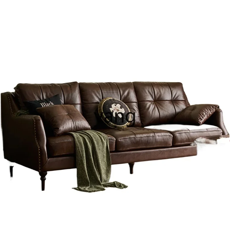 CX retro style leather living room straight row solid wood black cowhide sofa three people
CX retro style leather living room straight row solid wood black cowhide sofa three people