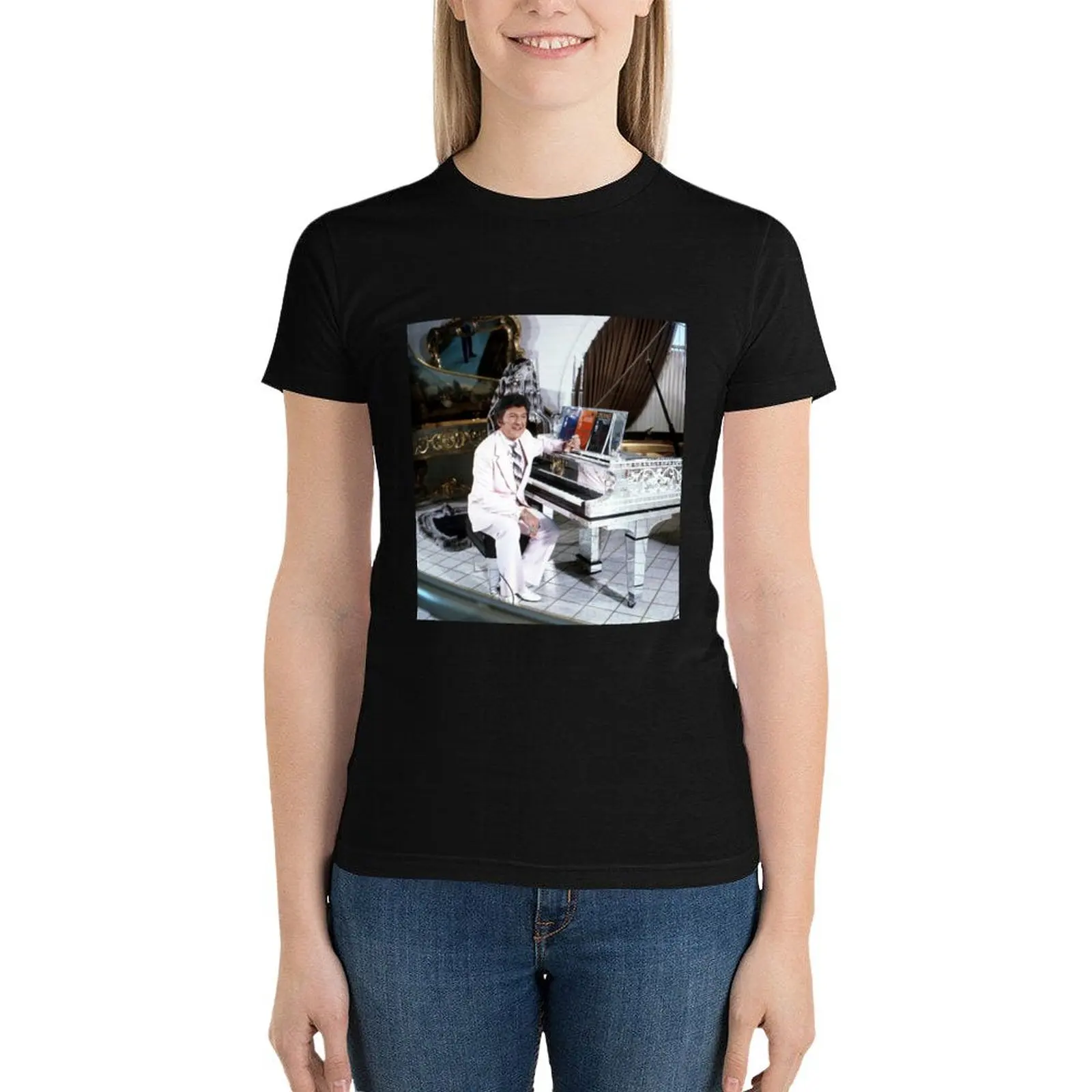 LIBERACE with piano T-Shirt Aesthetic clothing animal print shirt for girls Female clothing tees funny t shirts for Women
LIBERACE with piano T-Shirt Aesthetic clothing animal print shirt for girls Female clothing tees funny t shirts for Women