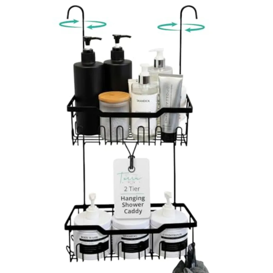 Black Shower Caddy Hanging - Rust-Proof 304 Stainless Steel Shower Caddy with Rotatable Hooks and Adhesives - Ideal for Bathroo
Black Shower Caddy Hanging - Rust-Proof 304 Stainless Steel Shower Caddy with Rotatable Hooks and Adhesives - Ideal for Bathroo
