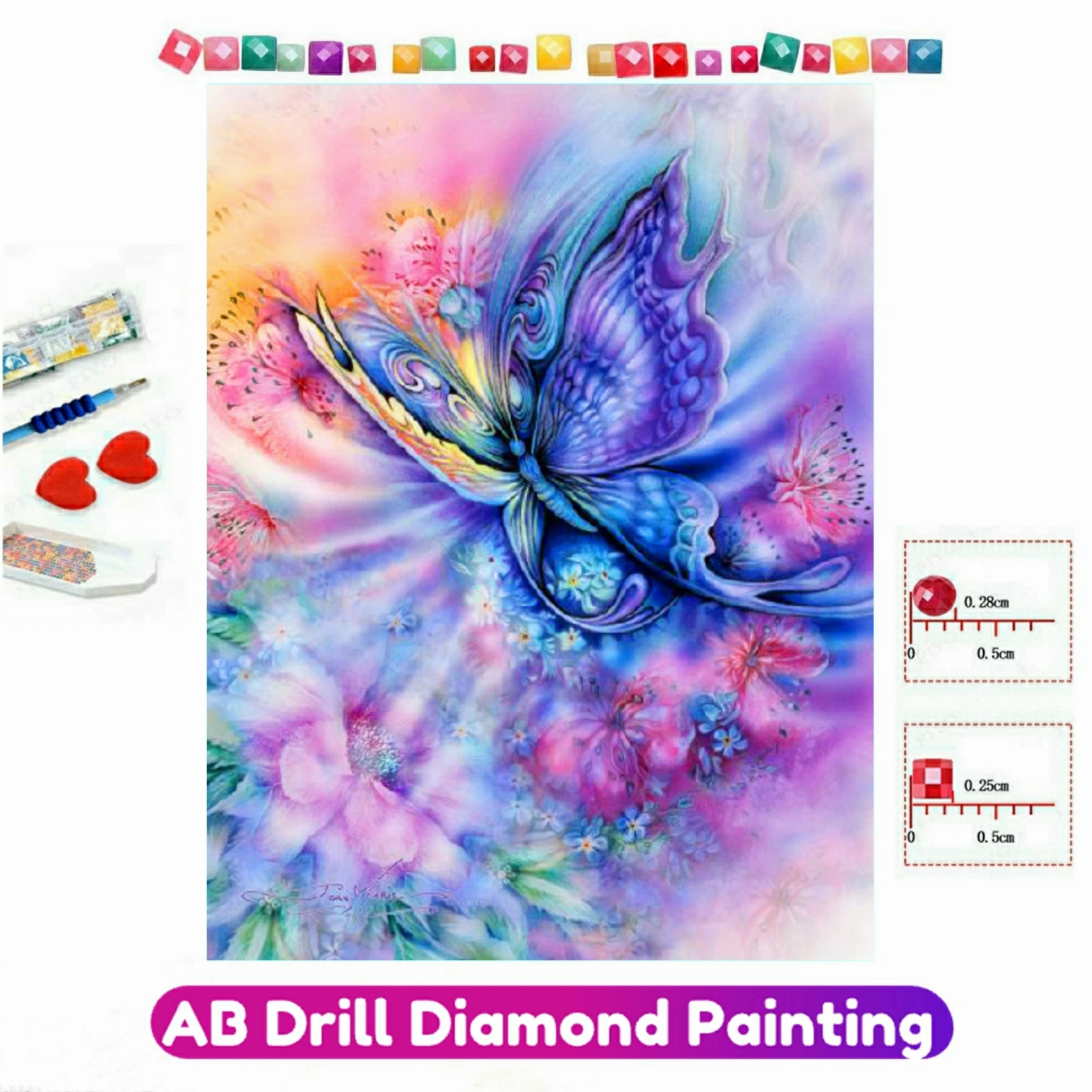 Diamond Painting AB Drill Colorful Butterfly Home Decor 5D DIY Cross Stitch Kit Rhinestone Full Square Round Mosaic Embroidery
Diamond Painting AB Drill Colorful Butterfly Home Decor 5D DIY Cross Stitch Kit Rhinestone Full Square Round Mosaic Embroidery