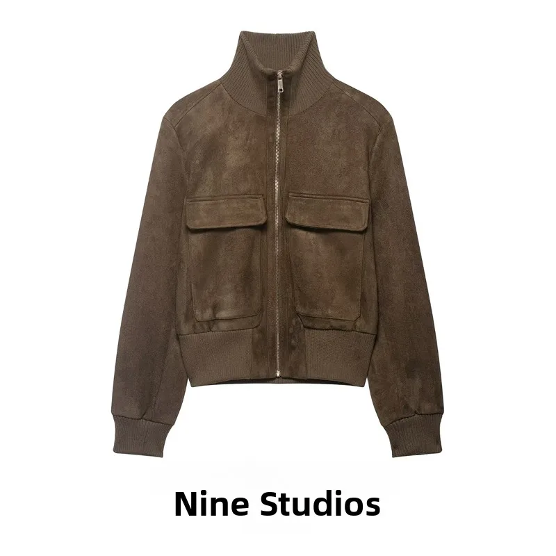 NINE ZAR Women's Pilot Jacket with Zipper Pocket Ribbed Collar 8372062 European Style Long Sleeve Striped Polyester Fiber
NINE ZAR Women's Pilot Jacket with Zipper Pocket Ribbed Collar 8372062 European Style Long Sleeve Striped Polyester Fiber