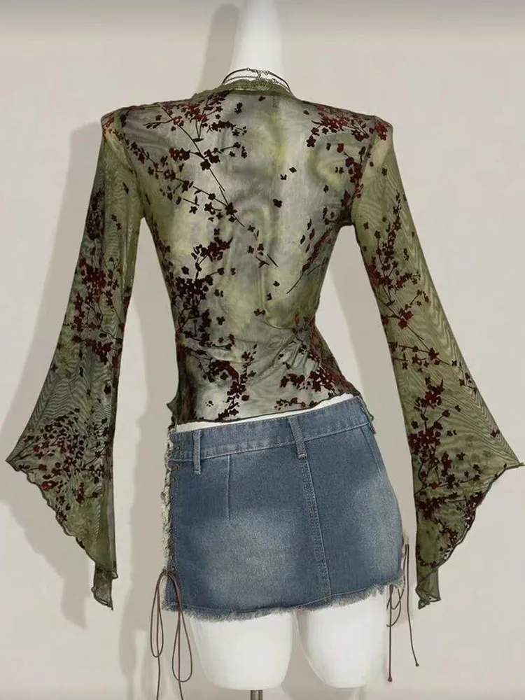 Vintage Printed Mesh Cardigan Women Summer Lace Patchwork V Neck Tops Harajuku Asymmetry Lace Up Beach Vacation Blouse
Vintage Printed Mesh Cardigan Women Summer Lace Patchwork V Neck Tops Harajuku Asymmetry Lace Up Beach Vacation Blouse