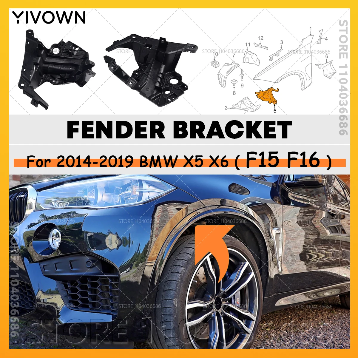 For 2014-2019 BMW X5 X6 (F15 F16) (35i 35iX 35dX 40iX 40eX 50iX M) Fender Brace Support Bracket 51647294543 51647294544
For 2014-2019 BMW X5 X6 (F15 F16) (35i 35iX 35dX 40iX 40eX 50iX M) Fender Brace Support Bracket 51647294543 51647294544