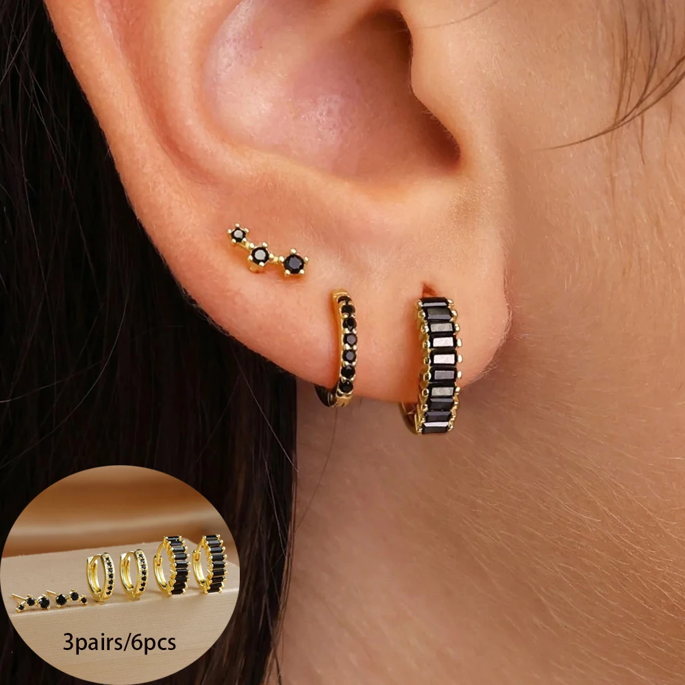 3Pairs Fashion 18K Gold Plated Cubic Zircon Huggies Earrings Set for Women Stainless Steel Punk Hoop Earrings Piercing Jewelry
3Pairs Fashion 18K Gold Plated Cubic Zircon Huggies Earrings Set for Women Stainless Steel Punk Hoop Earrings Piercing Jewelry