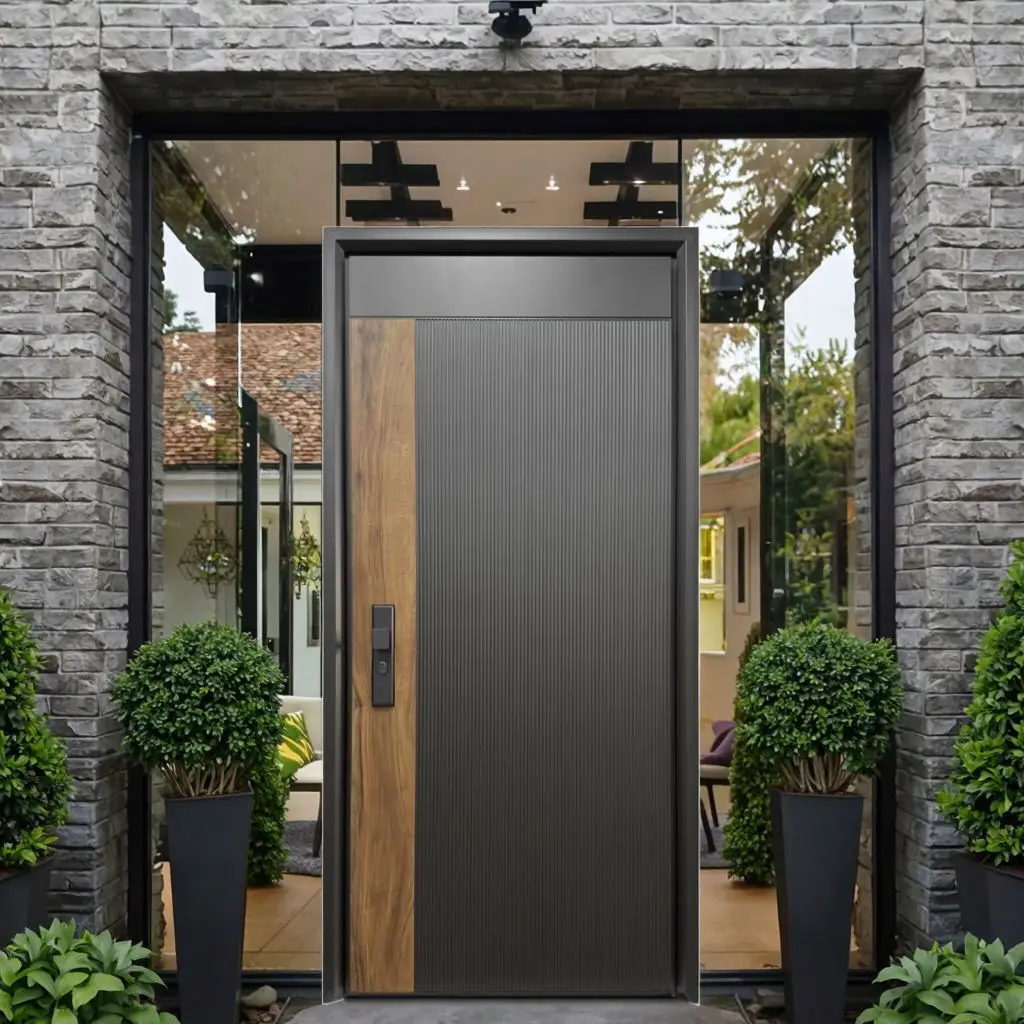 Customized in Various Sizes Modern Design Grey Aluminum and Wood Grain Entrance Door Integrated Molding Household Pivot Doors
Customized in Various Sizes Modern Design Grey Aluminum and Wood Grain Entrance Door Integrated Molding Household Pivot Doors