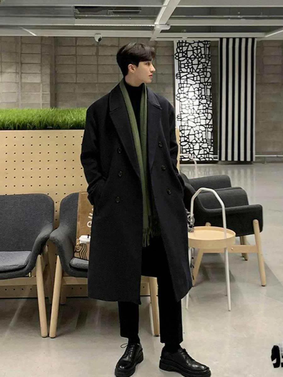 New Double-Row Button Men's Mid-Length Thiened Autumn Winter Woolen Coat Korean Sle Windbreaker Loose Fit Youth Trend
New Double-Row Button Men's Mid-Length Thiened Autumn Winter Woolen Coat Korean Sle Windbreaker Loose Fit Youth Trend
