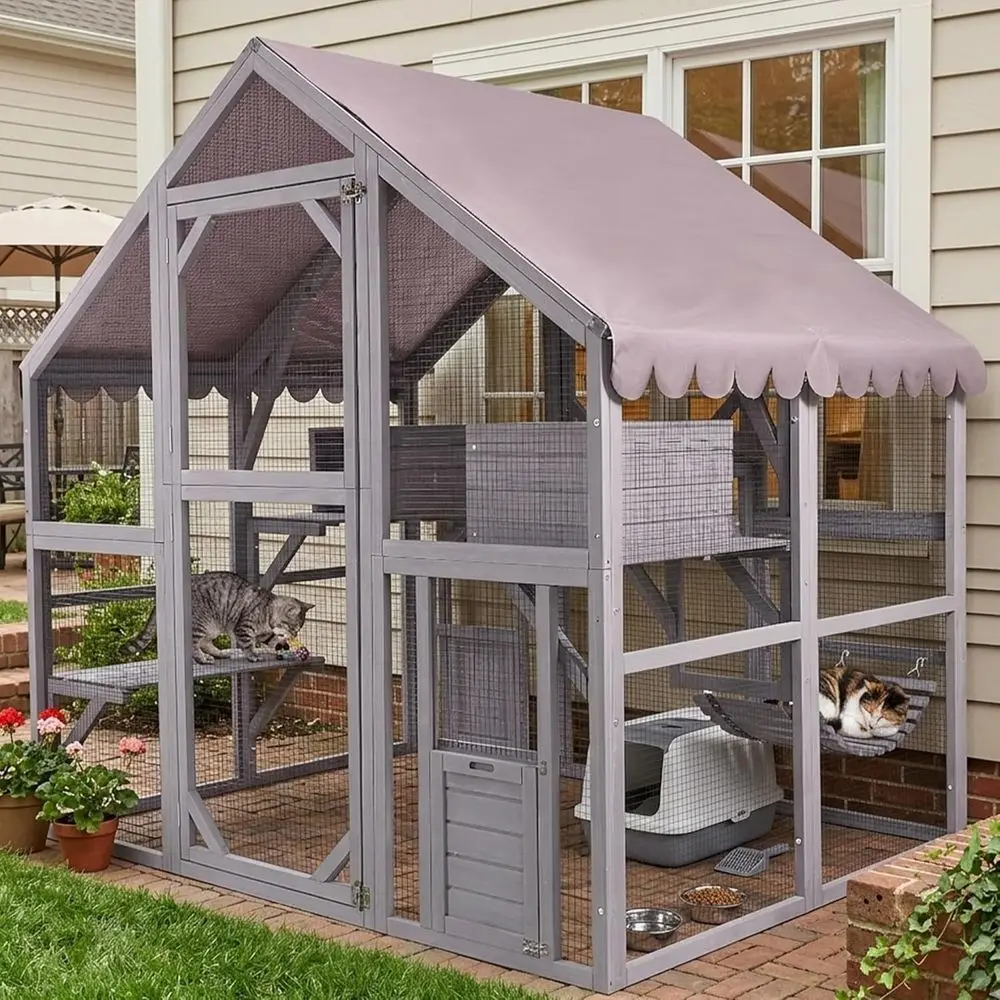 Large Walk-in Catio Outdoor Cat Enclosure Weatherproo Cat House with Waterproo Roo, Multiple Platorms Cat Cave Hammock Gray or P
Large Walk-in Catio Outdoor Cat Enclosure Weatherproo Cat House with Waterproo Roo, Multiple Platorms Cat Cave Hammock Gray or P