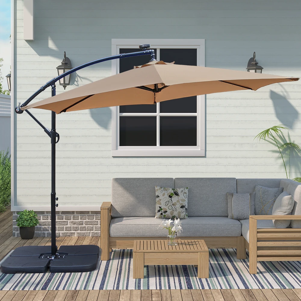 10ft Outdoor Solar-Powered Cantilever Umbrella with Crank - Tan
10ft Outdoor Solar-Powered Cantilever Umbrella with Crank - Tan