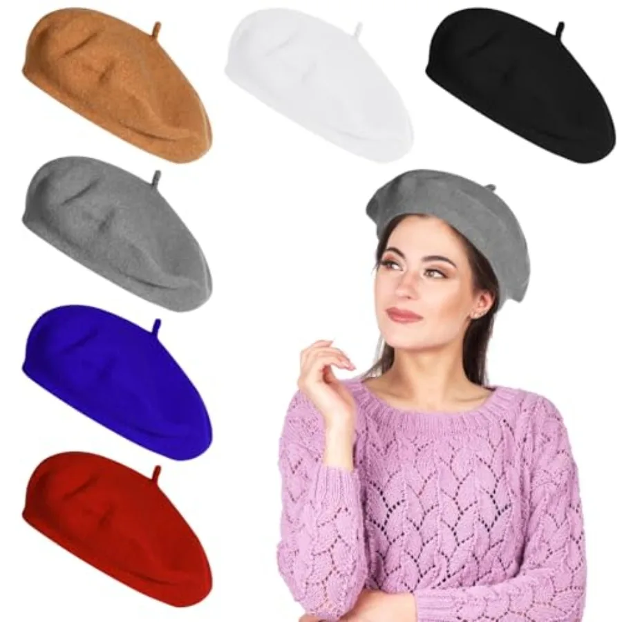 6 PCS Beret Hats, Woolen Blend Beret Caps, Classic Design in Multiple Colors, Comfortable and Stylish Headwear, Ideal for Gifti
6 PCS Beret Hats, Woolen Blend Beret Caps, Classic Design in Multiple Colors, Comfortable and Stylish Headwear, Ideal for Gifti