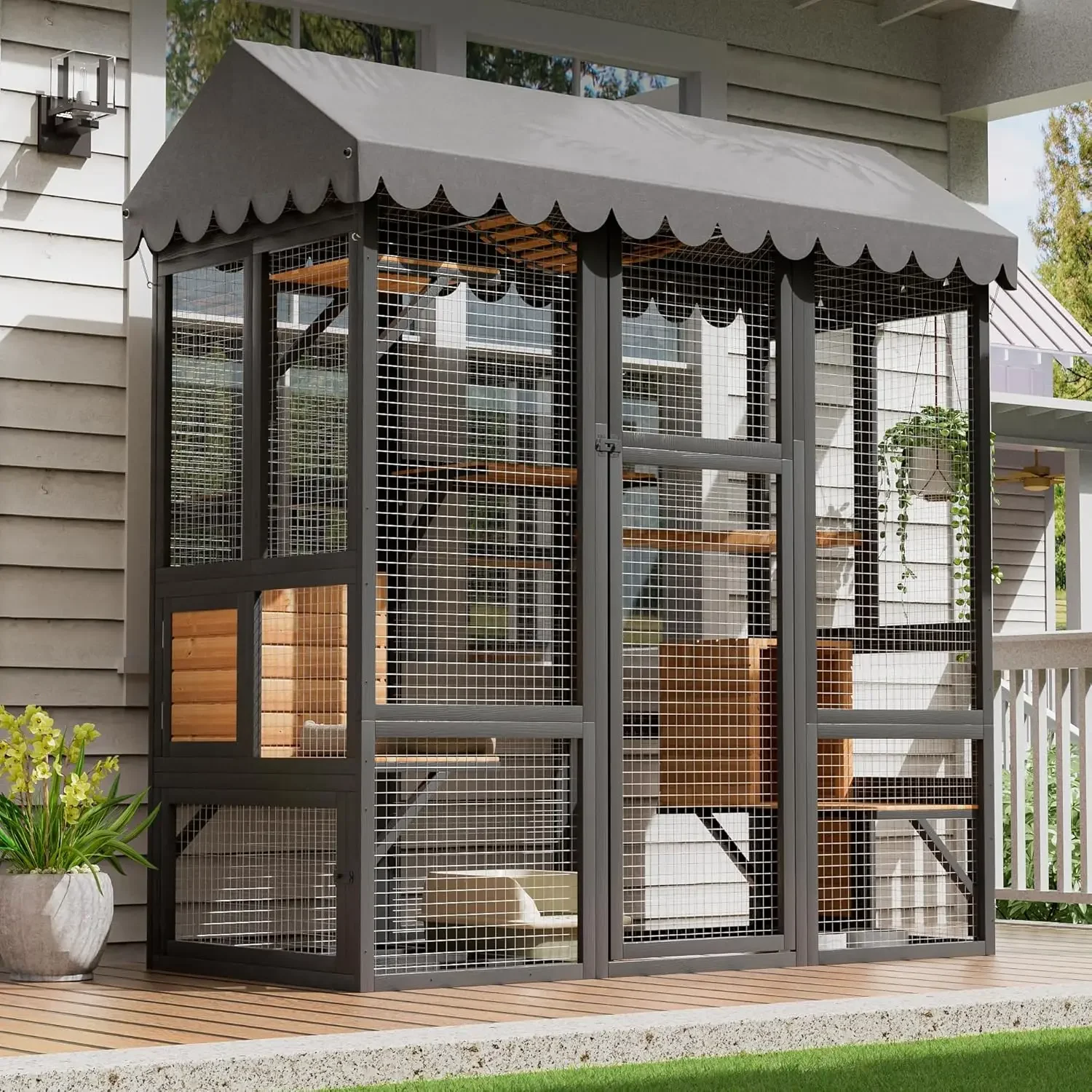 Catio Outdoor Cat Enclosure, Large Walk in Cat House for Outdoor Cats Kitten Enclosure with Sisal Platform and Storage Cubby
Catio Outdoor Cat Enclosure, Large Walk in Cat House for Outdoor Cats Kitten Enclosure with Sisal Platform and Storage Cubby