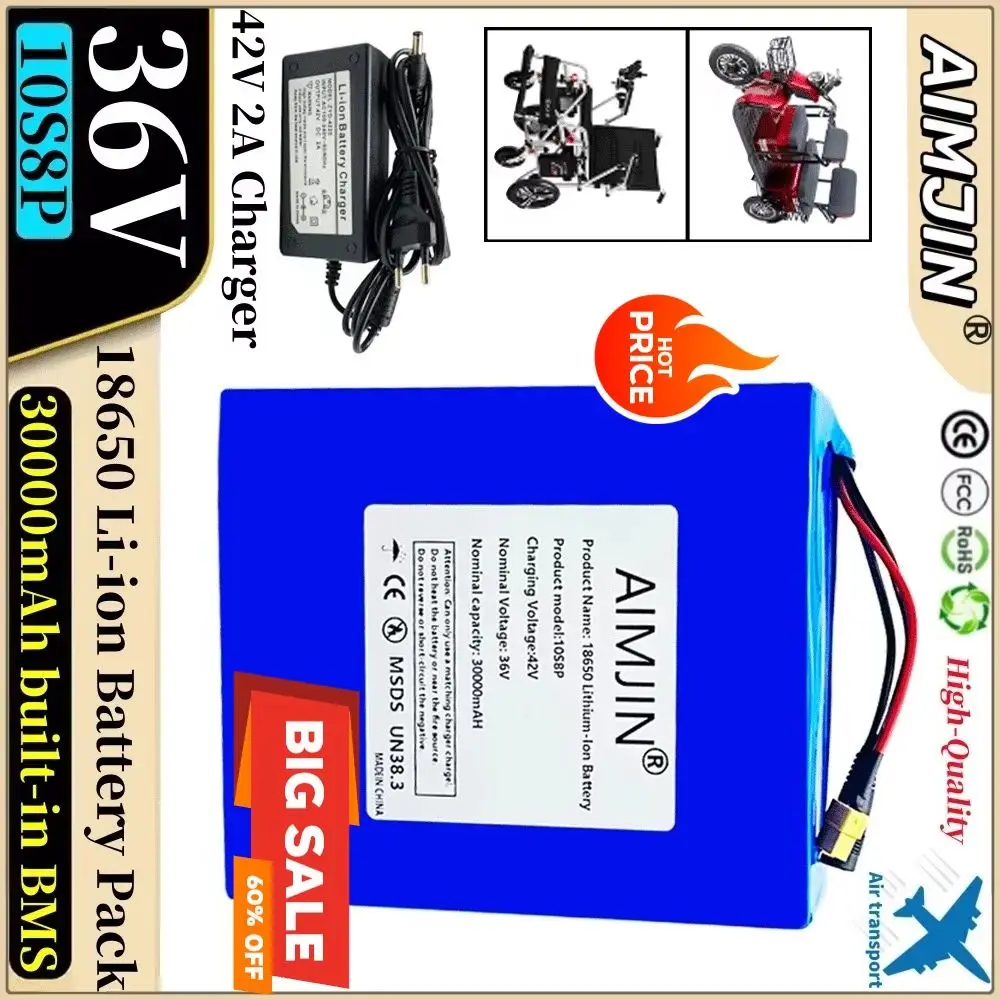 36V 30Ah 10S8P 18650 A-class lithium battery pack, 1500W high-power built-in BMS, suitable for various energy storage backup 
36V 30Ah 10S8P 18650 A-class lithium battery pack, 1500W high-power built-in BMS, suitable for various energy storage backup