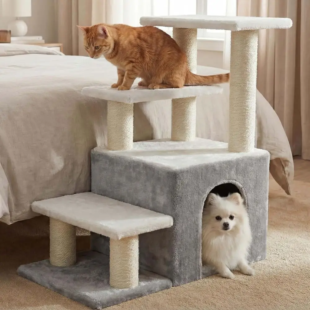 Pet Stairs for Cats and Small Dogs, 29.5 High Steps, 9.8 Depth Ladder, Indoor Cat Climber with 1 Condo and 6 Sisal Scratchers
Pet Stairs for Cats and Small Dogs, 29.5 High Steps, 9.8 Depth Ladder, Indoor Cat Climber with 1 Condo and 6 Sisal Scratchers