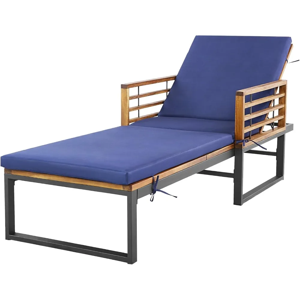 Acacia Wood Chaise Lounge Patio Recliner with 4-Position Adjustable Backrest & Padded Cushion, Outdoor Wooden Sun Lounger
Acacia Wood Chaise Lounge Patio Recliner with 4-Position Adjustable Backrest & Padded Cushion, Outdoor Wooden Sun Lounger