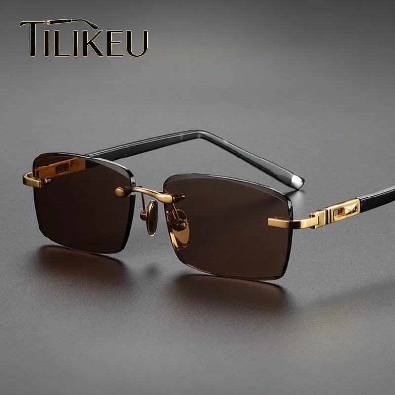 New Brown Crystal Glass Sunglasses Designer Alloy Square Frameless Eyewear Men's Classic Stone Cut-edge Rimless Sunglasses UV400
New Brown Crystal Glass Sunglasses Designer Alloy Square Frameless Eyewear Men's Classic Stone Cut-edge Rimless Sunglasses UV400