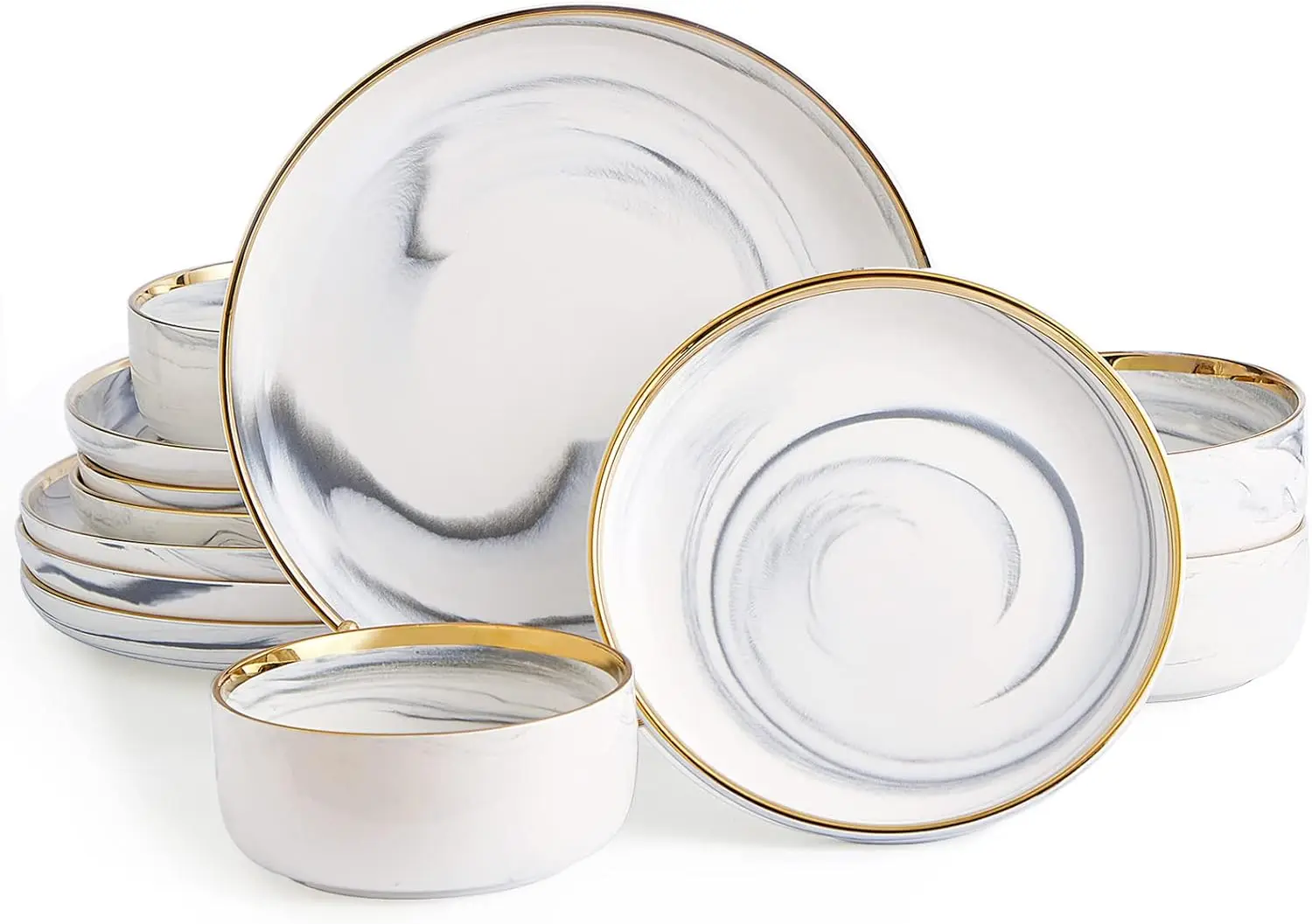 Marble Gold Rim Dinnerware Sets, Porcelain Plates and Bowls Sets, Modern Luxury Dish Set for 4, White
Marble Gold Rim Dinnerware Sets, Porcelain Plates and Bowls Sets, Modern Luxury Dish Set for 4, White