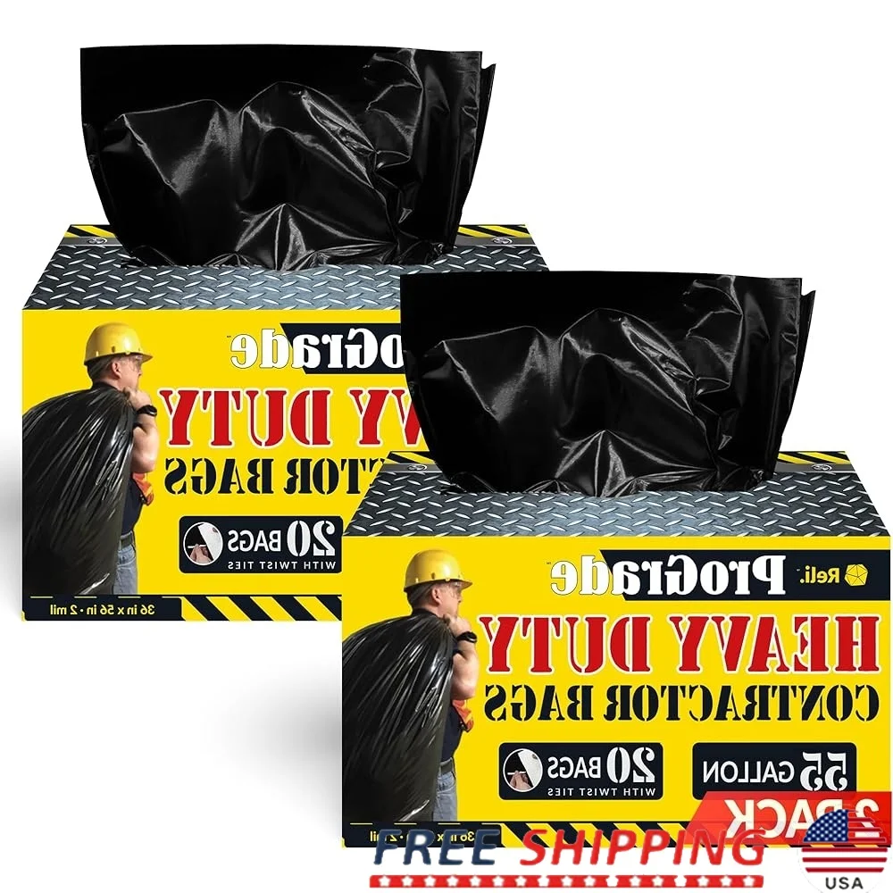 Сверхмощные мешки для мусора для подрядчика, 55 галлонов, 40 упаковок, устойчивые к разрыву, устойчивые к проколам черные мешки для мусора, строительное уборка
Сверхмощные мешки для мусора для подрядчика, 55 галлонов, 40 упаковок, устойчивые к разрыву, устойчивые к проколам черные мешки для мусора, строительное уборка