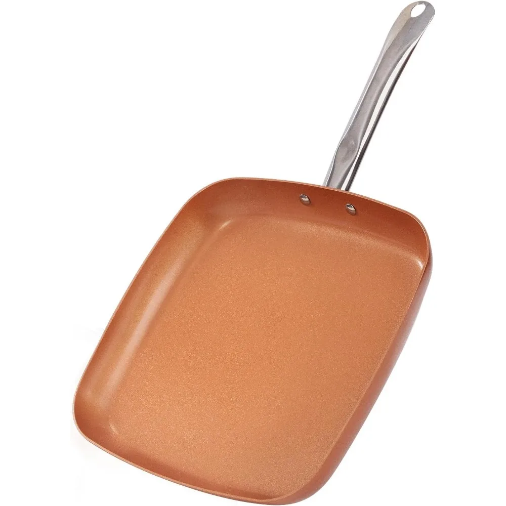 Мдная квадратная сковорода с антипригарным покрытием, 12-дюймовая сковорода с керамическим покрытием, безопасная для духовки, можно мыть в посудомоечной машине, без PFOA, сковорода для всех плит
Мдная квадратная сковорода с антипригарным покрытием, 12-дюймовая сковорода с керамическим покрытием, безопасная для духовки, можно мыть в посудомоечной машине, без PFOA, сковорода для всех плит