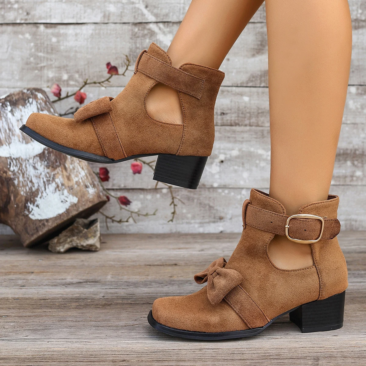 Women's Boots, Plus Size, Brown Suede, Bow, Chunky Heel, Short Boots, Hollow-Out, Vintage Round-Toe Mid-Calf Boots, Sweet Style
Women's Boots, Plus Size, Brown Suede, Bow, Chunky Heel, Short Boots, Hollow-Out, Vintage Round-Toe Mid-Calf Boots, Sweet Style