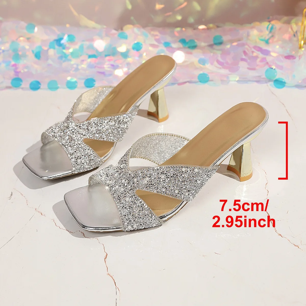 2026 Women's Glitter High Heel Slippers Summer Square Head Fashion Large Size Daily Commuting Cool Slip-On Shoes
2026 Women's Glitter High Heel Slippers Summer Square Head Fashion Large Size Daily Commuting Cool Slip-On Shoes