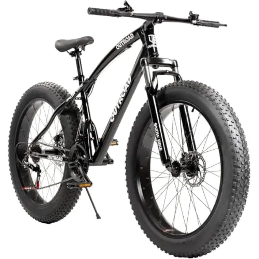 26' Fat Tire Mountain Bike for off-road trails, high-strength steel frame, black/white/blue/purple, 4-inch knobby tires with an
26' Fat Tire Mountain Bike for off-road trails, high-strength steel frame, black/white/blue/purple, 4-inch knobby tires with an