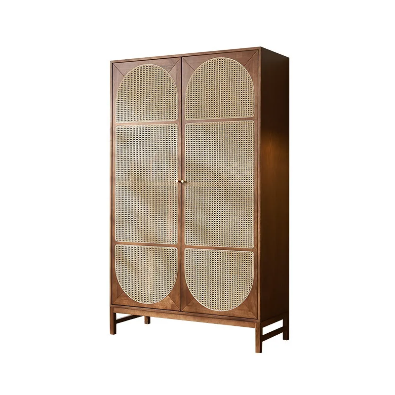 Nordic solid wood rattan wardrobe storage locker wabi sandy wind retro double door cabinet B & B hotel rattan art furniture
Nordic solid wood rattan wardrobe storage locker wabi sandy wind retro double door cabinet B & B hotel rattan art furniture