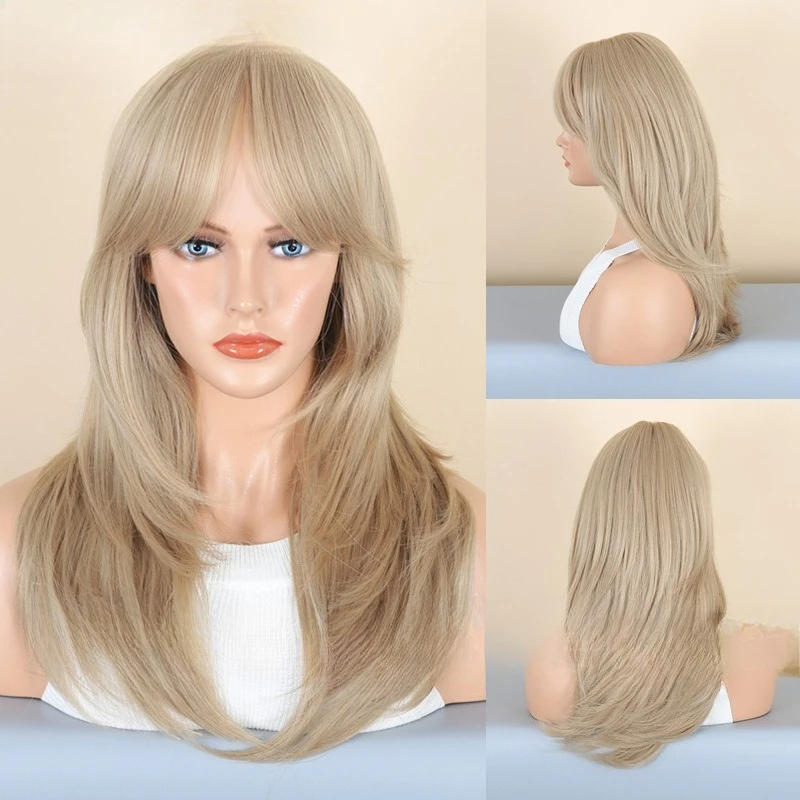 European and American women's wig eight-character bangs gradual change blond medium and long hair tail curl wig
European and American women's wig eight-character bangs gradual change blond medium and long hair tail curl wig