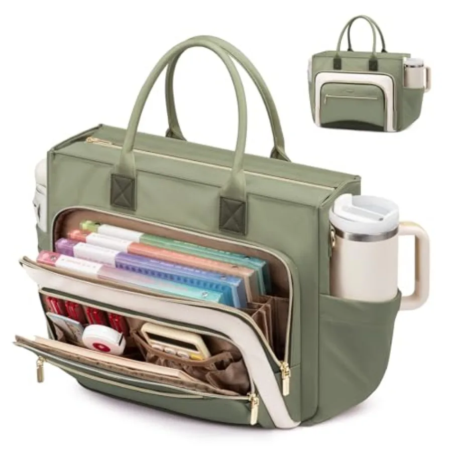 Teacher Tote Bag for Women, Laptop bag with Large Cup Holder, Work bag with Accordion File Organizer Pocket, Multi-Pockets Prof
Teacher Tote Bag for Women, Laptop bag with Large Cup Holder, Work bag with Accordion File Organizer Pocket, Multi-Pockets Prof