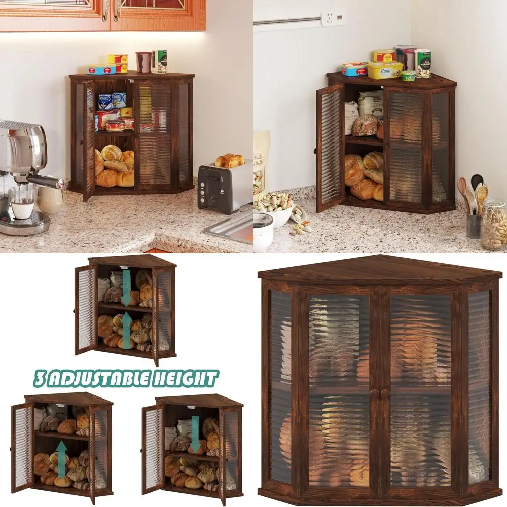 16.5 Charred Pine 2-Tier Vintage-Style Bread Box with Wavy Glass Door
16.5 Charred Pine 2-Tier Vintage-Style Bread Box with Wavy Glass Door