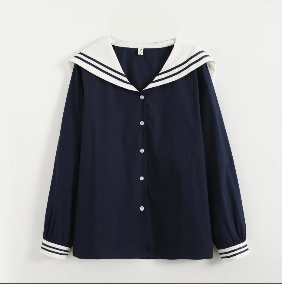 2026 Spring New Women Navy Shirts 100% Cotton Patchwork Blouses Pullover Long Sleeve Lady Tops Sailor Collar Female Clothing
2026 Spring New Women Navy Shirts 100% Cotton Patchwork Blouses Pullover Long Sleeve Lady Tops Sailor Collar Female Clothing