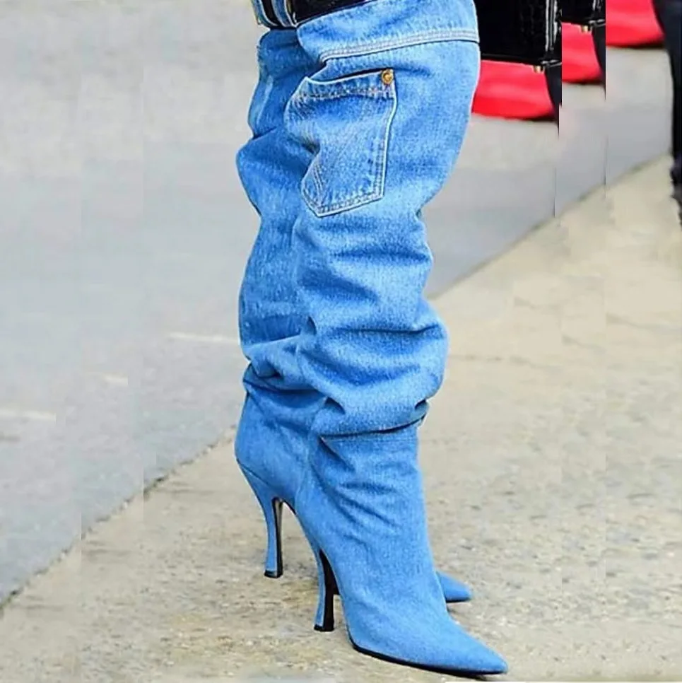 Sexy Pocket Belt Metal Decoration Pointed Toe Knee High Long Pants Boots Women Stiletto High Heels Slip-on Stage Party Shoes New
Sexy Pocket Belt Metal Decoration Pointed Toe Knee High Long Pants Boots Women Stiletto High Heels Slip-on Stage Party Shoes New