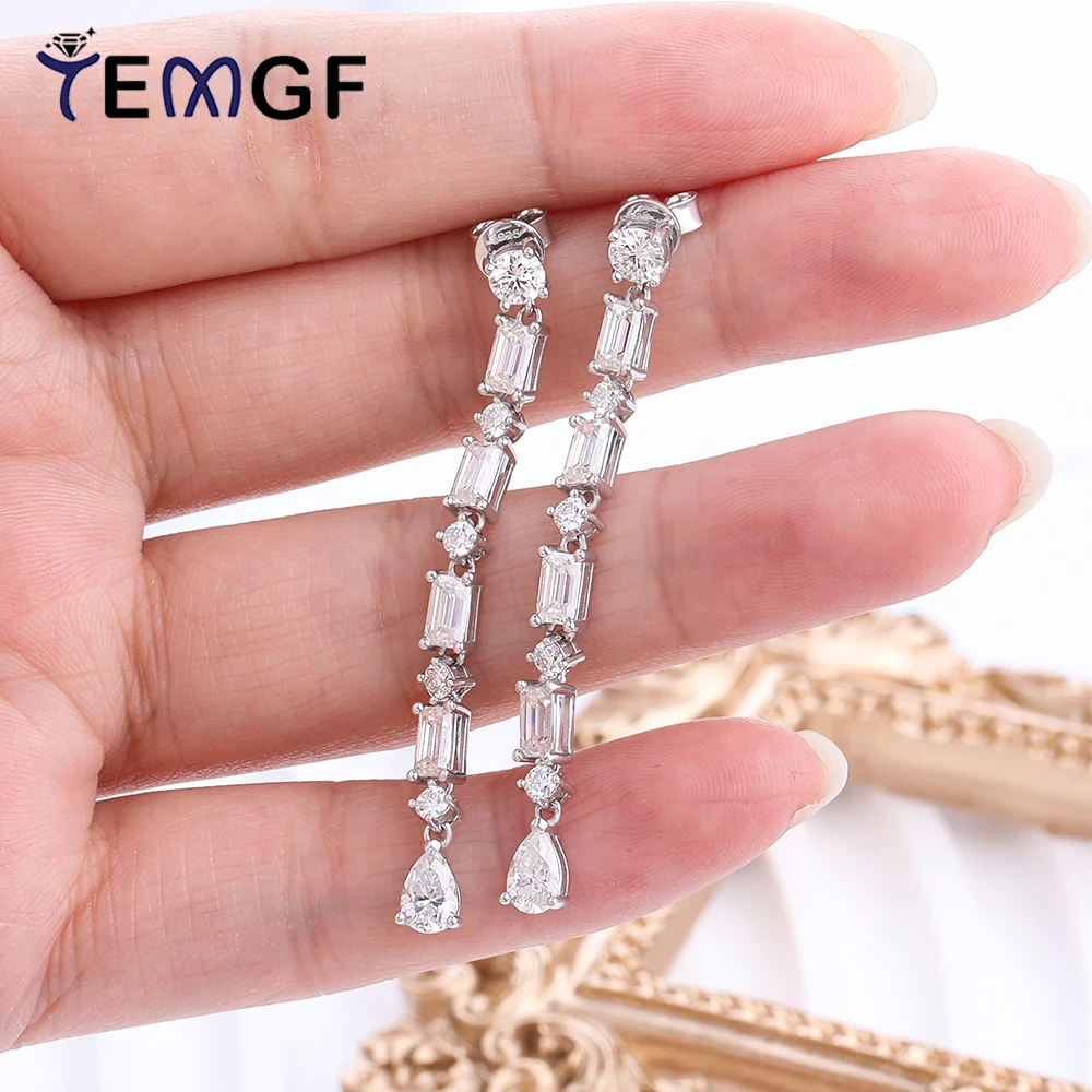 TEMGF 1 Pair Tassel Earrings All Moissanite Inlay S925 Silver Long Ear Studs for Women Fashion Luxury Fine Jewelry
TEMGF 1 Pair Tassel Earrings All Moissanite Inlay S925 Silver Long Ear Studs for Women Fashion Luxury Fine Jewelry