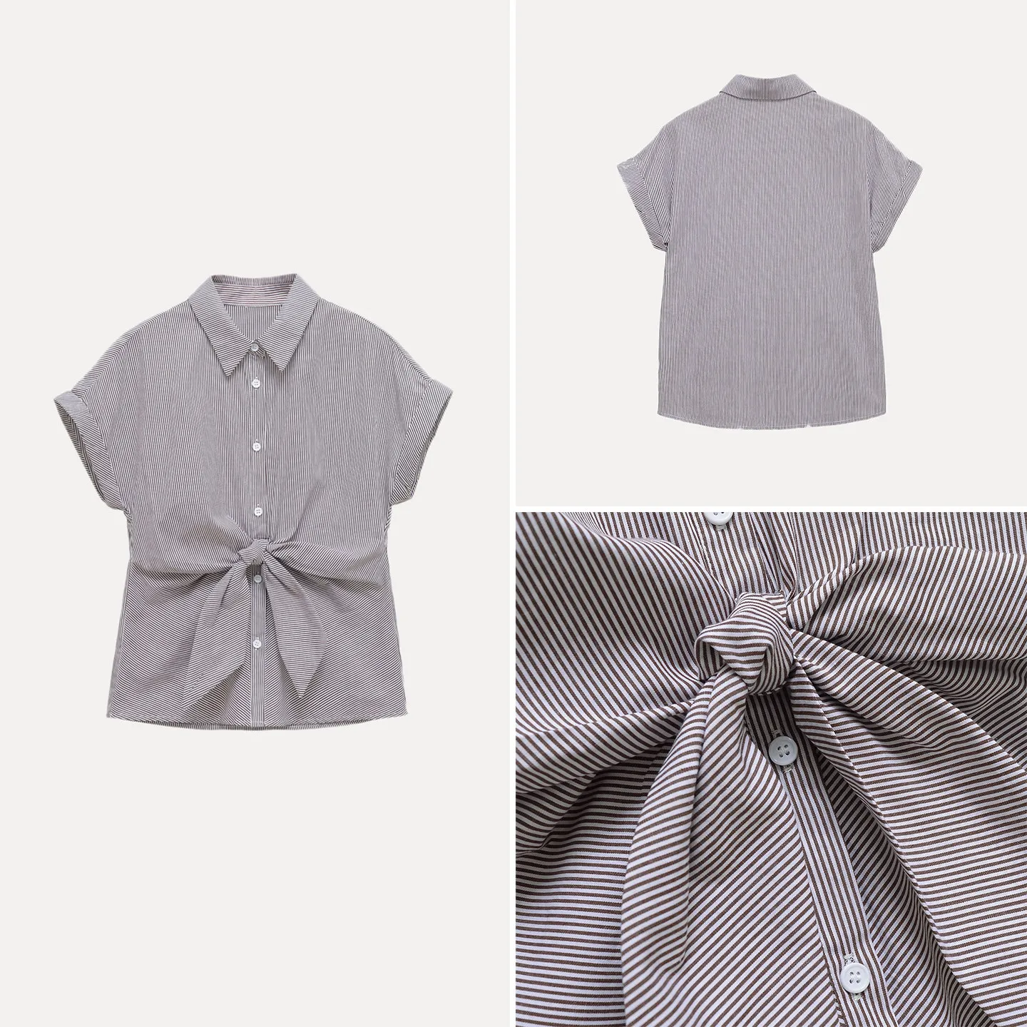 Women's Summer Shirt 2026 New Style Turn-down Collar Color Block Striped Belted Lacey Open-front Blouse ZADATA Short Sleeve
Women's Summer Shirt 2026 New Style Turn-down Collar Color Block Striped Belted Lacey Open-front Blouse ZADATA Short Sleeve