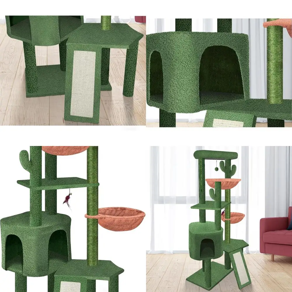 Green Four-Tier Big Cat Tree with Spacious Condo and Dual Hammocks Scratching Pad
Green Four-Tier Big Cat Tree with Spacious Condo and Dual Hammocks Scratching Pad