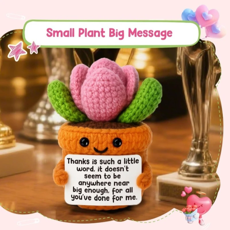 Cute Simulation Potted Theme Handmade Hook Woven Succulent Doll Soft Yarn Material Delicate Pink Appearance Office Desktop Gift
Cute Simulation Potted Theme Handmade Hook Woven Succulent Doll Soft Yarn Material Delicate Pink Appearance Office Desktop Gift