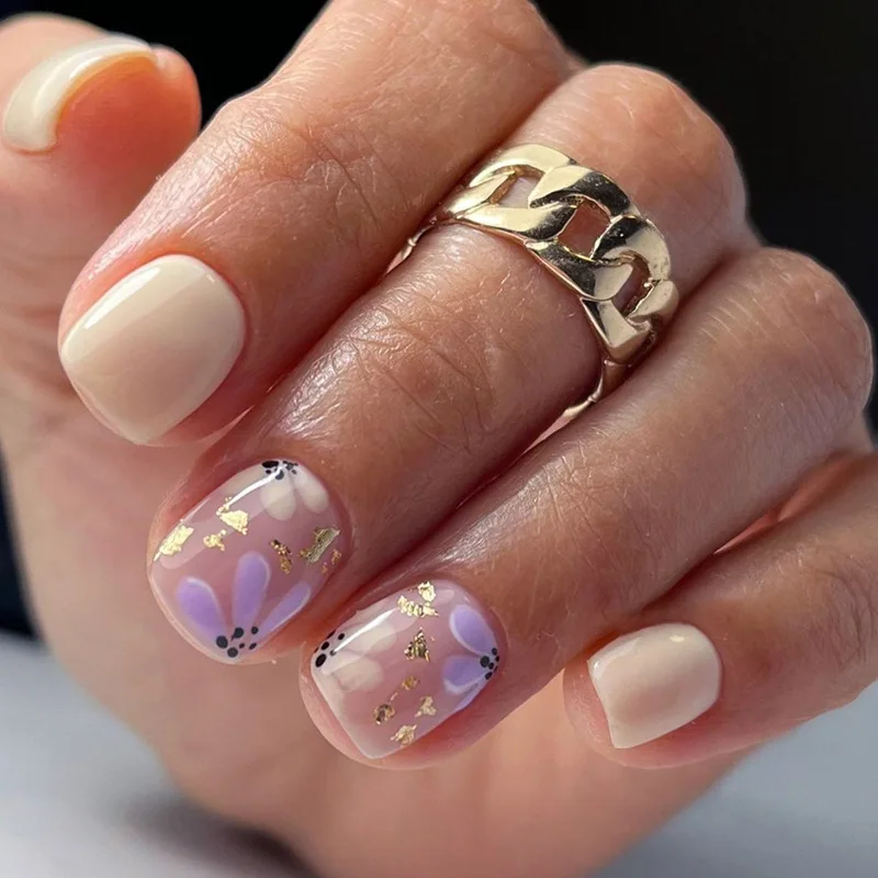 24Pcs Short Square Head Nails Set Press on Flower Smudge Design Fake Nails Gold Foil Wearable Finished Full Cover False Nail Tip
24Pcs Short Square Head Nails Set Press on Flower Smudge Design Fake Nails Gold Foil Wearable Finished Full Cover False Nail Tip