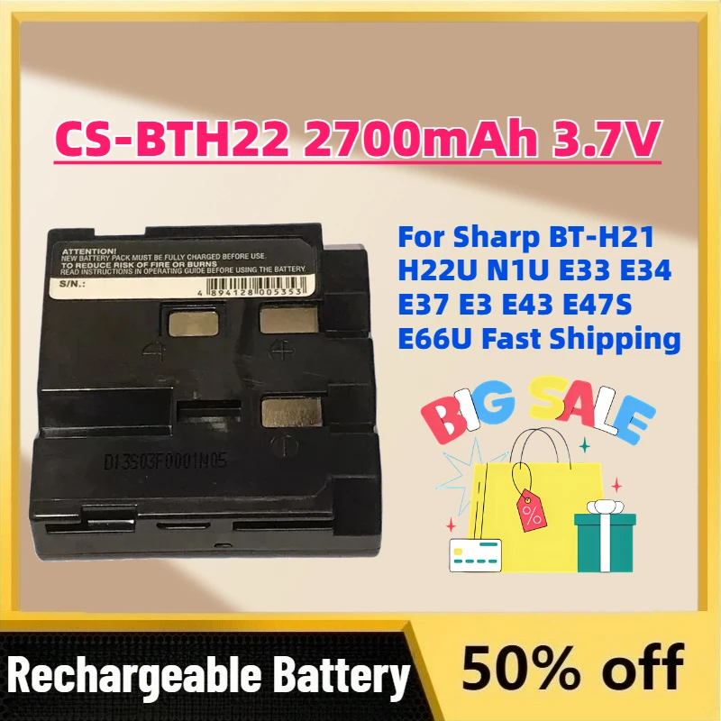 Upgrade CS-BTH22 2700mAh 3.7V NI-MH Digital Camera Battery for Sharp BT-H21 H22U N1U E33 E34 E37 E3 E43 E47S E66U Fast Shipping
Upgrade CS-BTH22 2700mAh 3.7V NI-MH Digital Camera Battery for Sharp BT-H21 H22U N1U E33 E34 E37 E3 E43 E47S E66U Fast Shipping