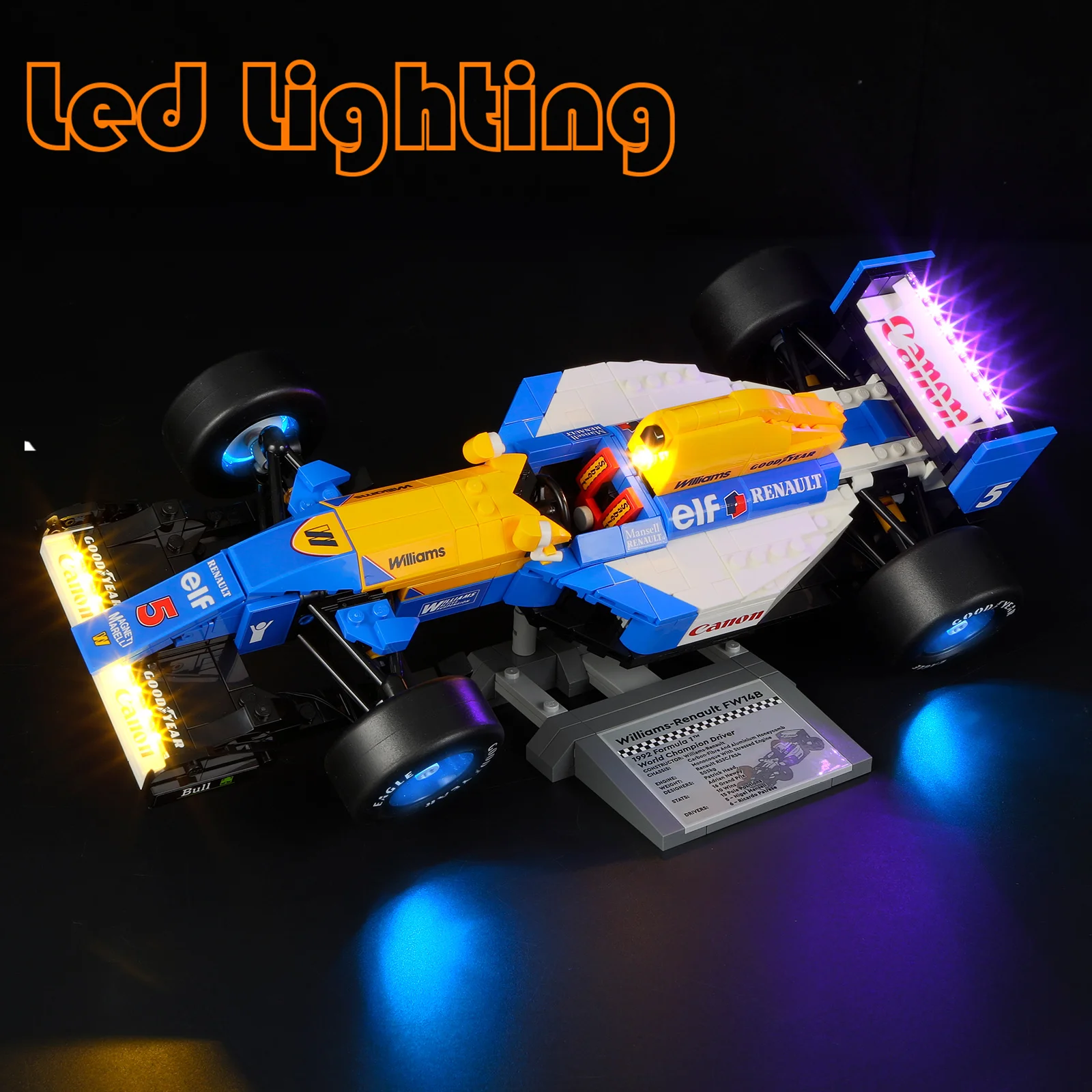 Комплект светодиодных фонарей для Williams Racing FW14B Nigel Mansell, не включает строительные блоки (только комплект светодиодных фонарей)
Комплект светодиодных фонарей для Williams Racing FW14B Nigel Mansell, не включает строительные блоки (только комплект светодиодных фонарей)