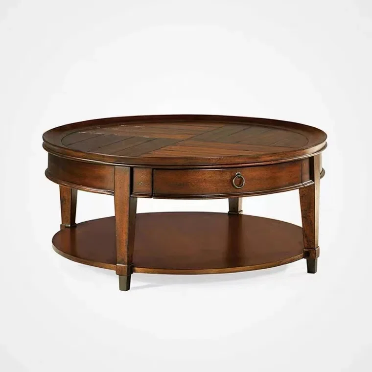 S American-Style Solid Wood Tea Table Vintage Distressed round Tea Table Simple European Living Room Storage Tea Table
S American-Style Solid Wood Tea Table Vintage Distressed round Tea Table Simple European Living Room Storage Tea Table