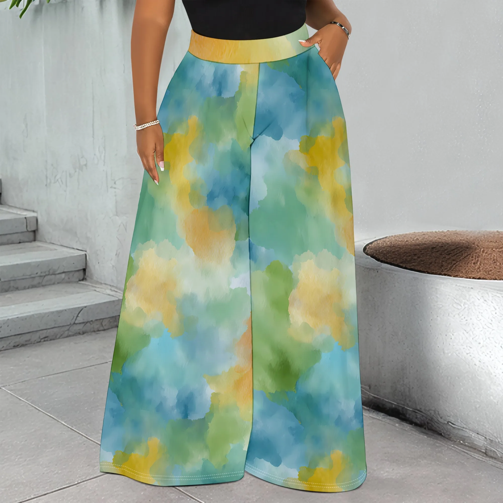 Art Print Wide Leg Pants, Watercolor Style Trousers, Colorful Abstract Pattern Bottoms, Casual Lounge Wear for Women, S-3XL
Art Print Wide Leg Pants, Watercolor Style Trousers, Colorful Abstract Pattern Bottoms, Casual Lounge Wear for Women, S-3XL