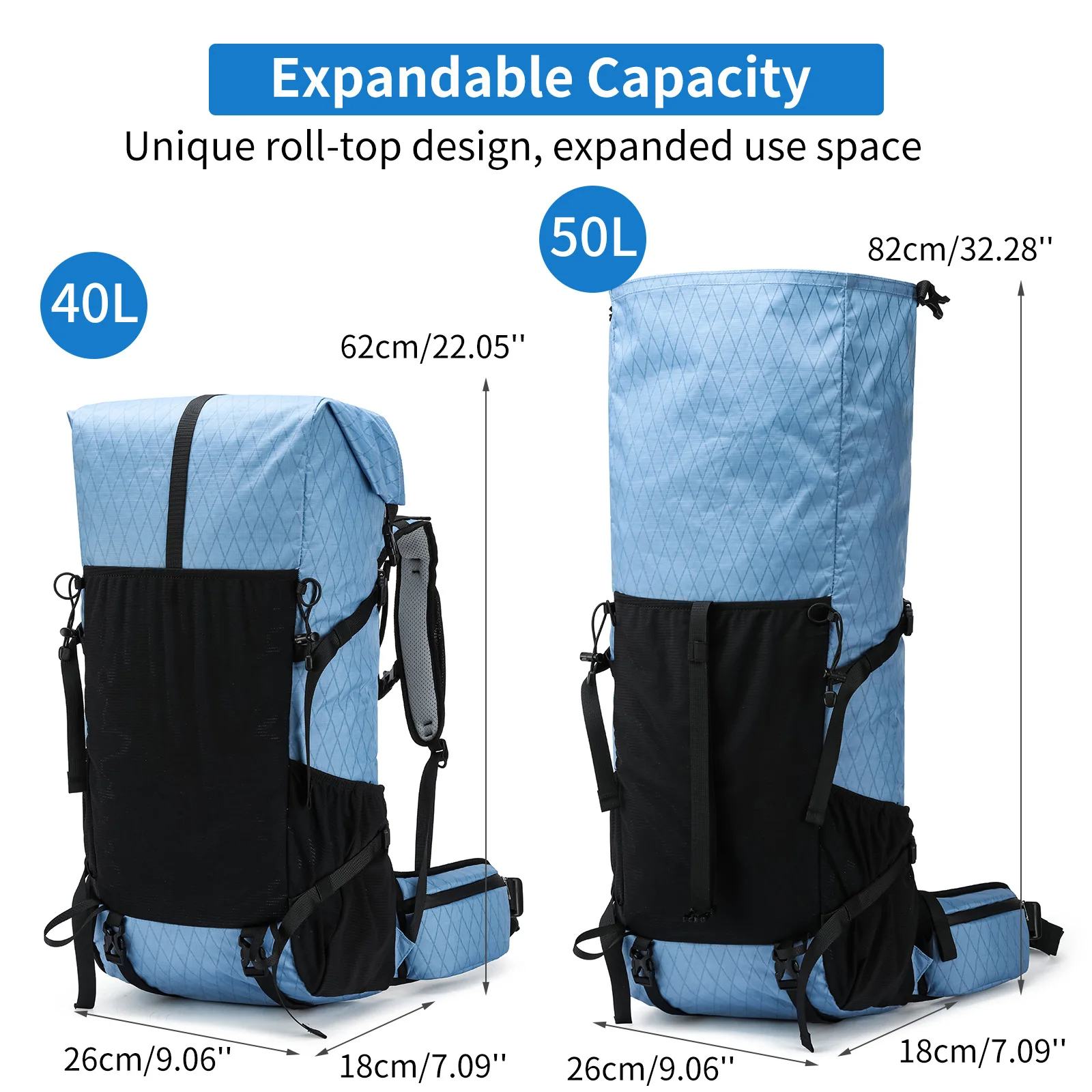 40L Ultralight Hiking Backpack Adjustable Roll-Top Rucksack For Trekking Camping & Gym - Water-Resistant Trail Daypack 1160g
40L Ultralight Hiking Backpack Adjustable Roll-Top Rucksack For Trekking Camping & Gym - Water-Resistant Trail Daypack 1160g