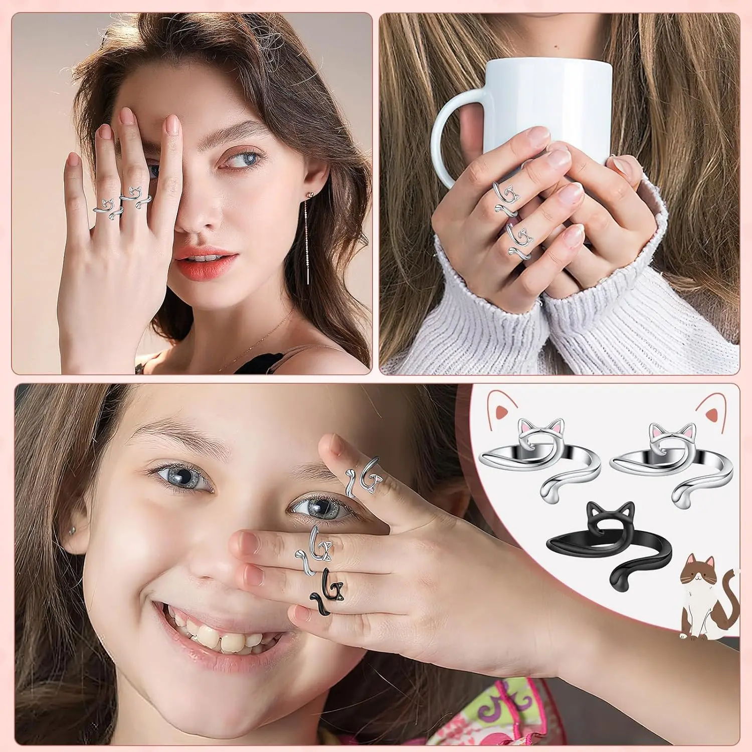 Adjustable Metal Crochet Rings with Cute Cat Ears 2PCS Yarn Guide Tension Rings for Faster Knitting Open Finger Hook for Beginners Knitting Accessories for Crafting Gift for Mothers Grandmas(Silver,black)
Adjustable Metal Crochet Rings with Cute Cat Ears 2PCS Yarn Guide Tension Rings for Faster Knitting Open Finger Hook for Beginners Knitting Accessories for Crafting Gift for Mothers Grandmas(Silver,black)