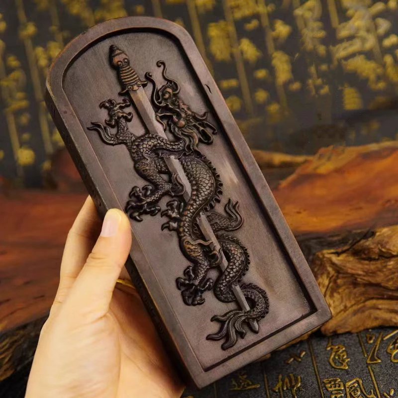 Lightning strike wood token, Dragon Sword Five Thunder Order, relief craft, equipped with base
Lightning strike wood token, Dragon Sword Five Thunder Order, relief craft, equipped with base